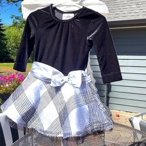 Rare Editions Special Occassion Dress Black Velvet & Silver Girls 2T/2 USED